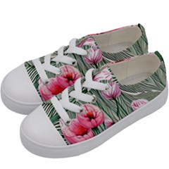 Pure And Radiant Watercolor Flowers Kids  Low Top Canvas Sneakers by GardenOfOphir