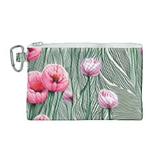 Pure And Radiant Watercolor Flowers Canvas Cosmetic Bag (medium) by GardenOfOphir