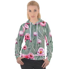 Pure And Radiant Watercolor Flowers Women s Overhead Hoodie by GardenOfOphir