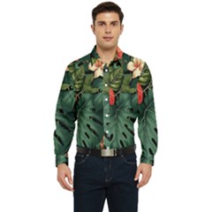 Flowers Monstera Foliage Tropical Jungle Drawing Men s Long Sleeve  Shirt by Ravend