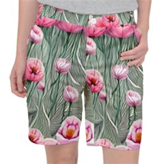 Pure And Radiant Watercolor Flowers Pocket Shorts by GardenOfOphir