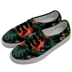 Flowers Monstera Foliage Tropical Jungle Drawing Men s Classic Low Top Sneakers by Ravend