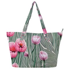 Pure And Radiant Watercolor Flowers Full Print Shoulder Bag by GardenOfOphir