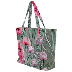 Pure And Radiant Watercolor Flowers Zip Up Canvas Bag by GardenOfOphir