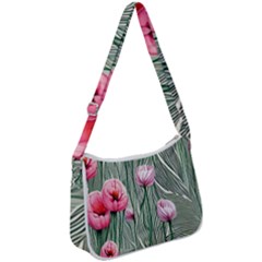 Pure And Radiant Watercolor Flowers Zip Up Shoulder Bag by GardenOfOphir