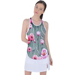 Pure And Radiant Watercolor Flowers Racer Back Mesh Tank Top by GardenOfOphir