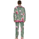 Pure And Radiant Watercolor Flowers Men s Long Sleeve Velvet Pocket Pajamas Set View4