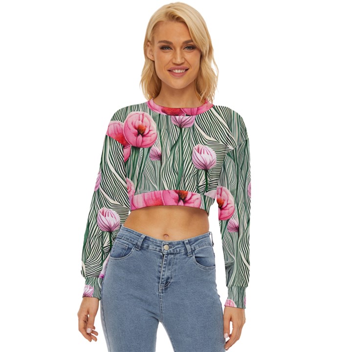 Pure And Radiant Watercolor Flowers Lightweight Long Sleeve Sweatshirt