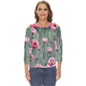 Pure And Radiant Watercolor Flowers Cut Out Wide Sleeve Top View1