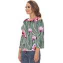 Pure And Radiant Watercolor Flowers Cut Out Wide Sleeve Top View2