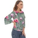 Pure And Radiant Watercolor Flowers Cut Out Wide Sleeve Top View3