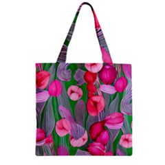 Mysterious And Enchanting Watercolor Flowers Zipper Grocery Tote Bag by GardenOfOphir