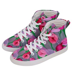 Mysterious And Enchanting Watercolor Flowers Women s Hi-top Skate Sneakers by GardenOfOphir