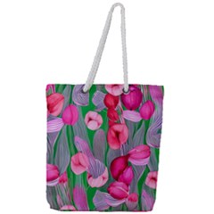 Mysterious And Enchanting Watercolor Flowers Full Print Rope Handle Tote (large) by GardenOfOphir