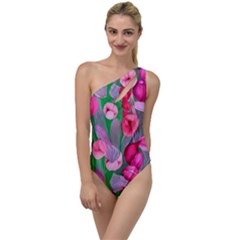 Mysterious And Enchanting Watercolor Flowers To One Side Swimsuit by GardenOfOphir