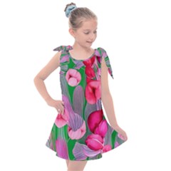 Mysterious And Enchanting Watercolor Flowers Kids  Tie Up Tunic Dress by GardenOfOphir