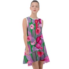 Mysterious And Enchanting Watercolor Flowers Frill Swing Dress by GardenOfOphir