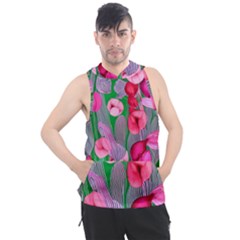 Mysterious And Enchanting Watercolor Flowers Men s Sleeveless Hoodie by GardenOfOphir