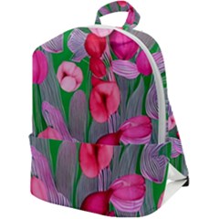 Mysterious And Enchanting Watercolor Flowers Zip Up Backpack by GardenOfOphir