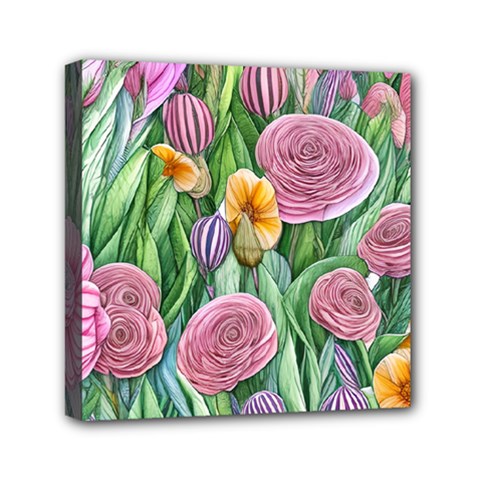 Delicate And Dazzling Watercolor Flowers Mini Canvas 6  X 6  (stretched) by GardenOfOphir