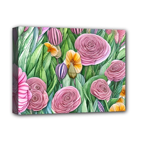 Delicate And Dazzling Watercolor Flowers Deluxe Canvas 16  X 12  (stretched)  by GardenOfOphir