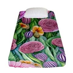 Delicate And Dazzling Watercolor Flowers Fitted Sheet (single Size) by GardenOfOphir