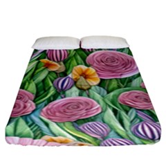 Delicate And Dazzling Watercolor Flowers Fitted Sheet (king Size) by GardenOfOphir