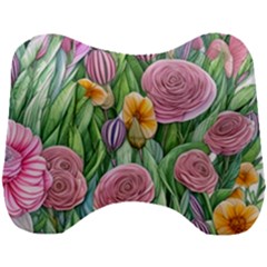 Delicate And Dazzling Watercolor Flowers Head Support Cushion by GardenOfOphir