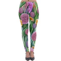 Delicate And Dazzling Watercolor Flowers Lightweight Velour Leggings by GardenOfOphir