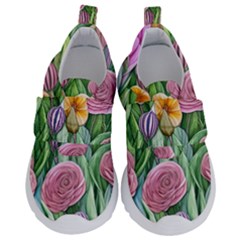 Delicate And Dazzling Watercolor Flowers Kids  Velcro No Lace Shoes by GardenOfOphir