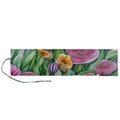 Delicate And Dazzling Watercolor Flowers Roll Up Canvas Pencil Holder (l) by GardenOfOphir