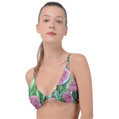 Delicate And Dazzling Watercolor Flowers Knot Up Bikini Top by GardenOfOphir