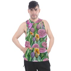 Delicate And Dazzling Watercolor Flowers Men s Sleeveless Hoodie by GardenOfOphir