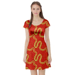 Background Ornamental Pattern Abstract Seamless Short Sleeve Skater Dress