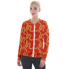 Background Ornamental Pattern Abstract Seamless Velvet Zip Up Jacket by Ravend