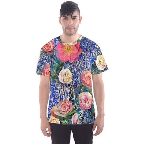 Captivating Watercolor Flowers Men s Sport Mesh Tee by GardenOfOphir