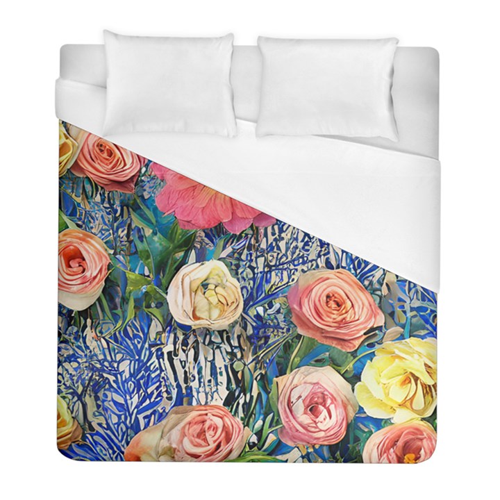 Captivating Watercolor Flowers Duvet Cover (Full/ Double Size)