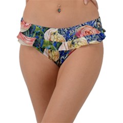 Captivating Watercolor Flowers Frill Bikini Bottoms by GardenOfOphir