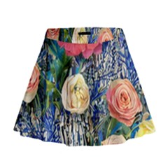 Captivating Watercolor Flowers Mini Flare Skirt by GardenOfOphir