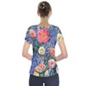 Captivating Watercolor Flowers Short Sleeve Front Detail Top View2