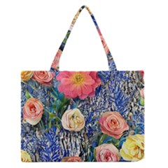 Captivating Watercolor Flowers Zipper Medium Tote Bag by GardenOfOphir