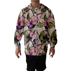 Flowers Pattern Decorative Wallpaper Scrapbooking Kids  Hooded Windbreaker by Ravend