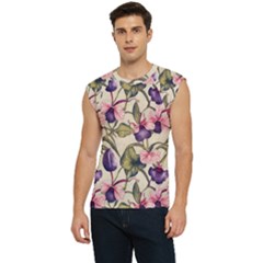 Flowers Pattern Decorative Wallpaper Scrapbooking Men s Raglan Cap Sleeve Tee