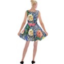 Captivating Watercolor Flowers Velvet Skater Dress View2