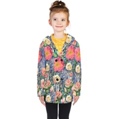 Captivating Watercolor Flowers Kids  Double Breasted Button Coat by GardenOfOphir