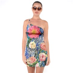 Captivating Watercolor Flowers One Soulder Bodycon Dress by GardenOfOphir