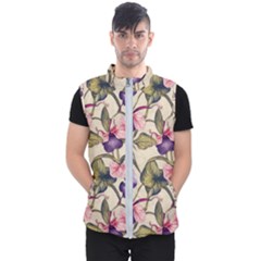 Flowers Pattern Decorative Wallpaper Scrapbooking Men s Puffer Vest by Ravend