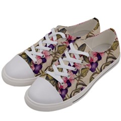 Flowers Pattern Decorative Wallpaper Scrapbooking Women s Low Top Canvas Sneakers by Ravend