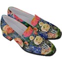 Captivating Watercolor Flowers Women s Chunky Heel Loafers View3