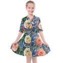 Captivating Watercolor Flowers Kids  All Frills Chiffon Dress View1